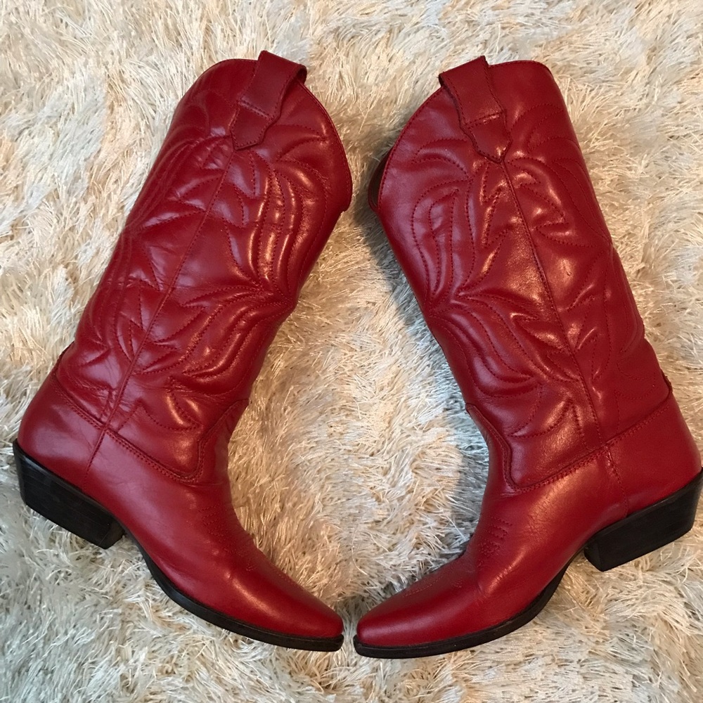 Nine West Cowboy Boots - RED